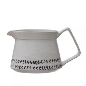 Creative Co-Op White & Black Debossed Pattern Reactive Glaze Stoneware Creamer